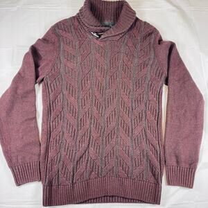 Method Men’s Shawl Collar Sweater L Burgundy Maroon